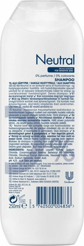 Neutral 0% Parfumvrij Shampoo - 6 X 250 Ml - Voordeelverpakking 10 Neutral 0% Parfumvrij Shampoo - 6 X 250 Ml - Voordeelverpakking - Afbeelding 10