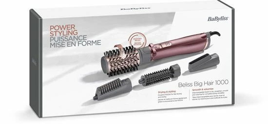 BaByliss Beliss Big Hair 1000W Föhnborstel AS960E - Roterend Met 4 Opzetstukken - 2 Draairichtingen 5 BaByliss Beliss Big Hair 1000W Föhnborstel AS960E - Roterend Met 4 Opzetstukken - 2 Draairichtingen - Afbeelding 5