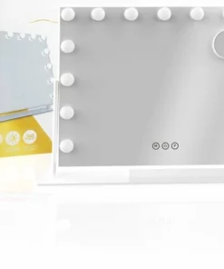Novalie Hollywood Spiegel Met Verlichting - 65 Cm X 50 Cm - Make Up Spiegel Met Led Lampen – Visagie – Dimbaar / 3 Lichtstanden – Voor Hem / Haar Cadeau – 10x Vergroting – Met Tru-Daylight Verlichting – Wit -NIVEA Shop 550x406 6