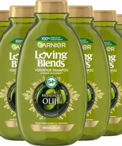 Garnier Loving Blends Shampoo - Mytische Olijf - Gevoelig Tot Zeer Droog Haar - 6 X 300 Ml - Voordeelverpakking