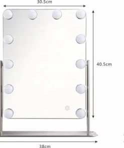 FlinQ Design Hollywood Make-up Spiegel - 360 Graden Kantelbaar - 12 LED-lampjes - Drie Lichtmodi -NIVEA Shop 550x457 2