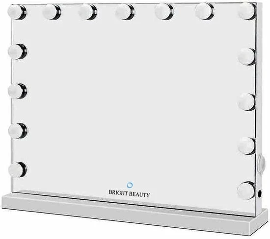 Bright Beauty Vanity Hollywood Make Up Spiegel Met Verlichting - 58 Cm X 43 Cm - Zonder Rand - Drie Lichtstanden - Wit 1 Bright Beauty Vanity Hollywood Make Up Spiegel Met Verlichting - 58 Cm X 43 Cm - Zonder Rand - Drie Lichtstanden - Wit