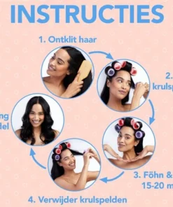 PrimeAmbition Krulspelden Set – 18 Stuks – 3 Maten – Heatless Curls – Haarrollers – Haarkruller – Kleefrollers – Inclusief Kam En 12 Haarklemmen -NIVEA Shop 550x498 4