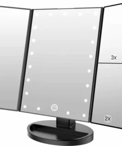 Make-up Spiegel Met LED Verlichting - Vergrootspiegel - Cosmetica/ Visagie Spiegel - 22 LED's - Draaibaar - USB & Batterij - Rheme