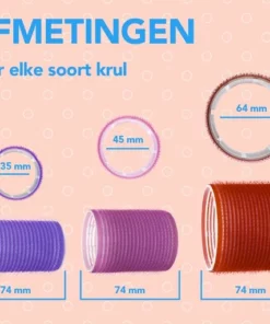 PrimeAmbition Krulspelden Set – 18 Stuks – 3 Maten – Heatless Curls – Haarrollers – Haarkruller – Kleefrollers – Inclusief Kam En 12 Haarklemmen -NIVEA Shop 550x512 2