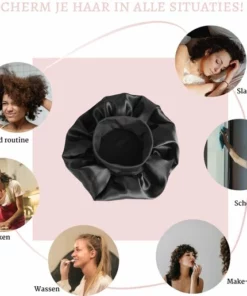 Beyeza Satijnen Slaapmuts Voor Volwassenen - Hair Bonnet Satijn - Elastisch - Haarnetjes - Slaapmuts Satijn – Satin Bonnet – Zwart 2 STUKS -NIVEA Shop 550x515 4