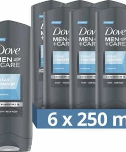 Dove Men+Care Clean Comfort Verzorgende Douchegel - 6 X 250 Ml - Voordeelverpakking