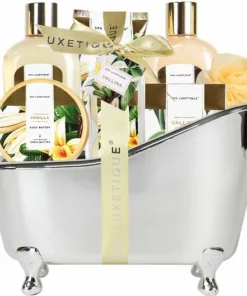 Spa Luxetique Verjaardag Cadeau Vrouw - Cadeaupakket In Zilveren Badkuip - Vanilla & Shea Butter - Kado Vrouwen, Moeder, Vriendin, Zus, Oma, Mama