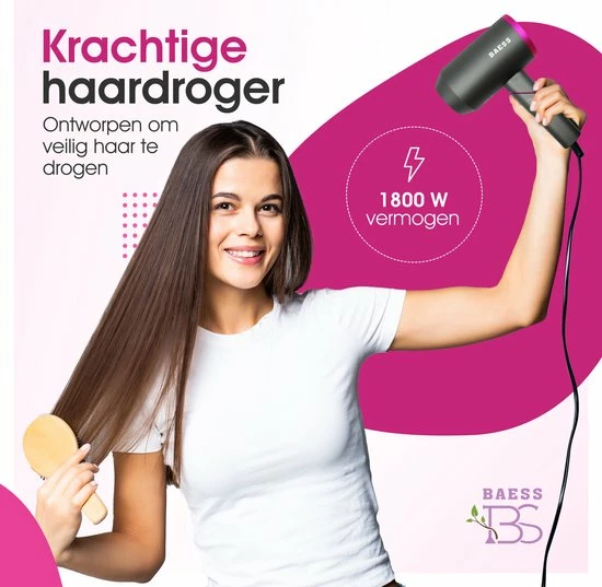 BAESS Föhn Met Diffuser - Haardroger Inklapbaar - Ionische Föhn - 3 Standen - Reis Fohn - Mannen & Vrouwen 9 BAESS Föhn Met Diffuser - Haardroger Inklapbaar - Ionische Föhn - 3 Standen - Reis Fohn - Mannen & Vrouwen - Afbeelding 9