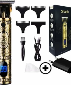 Arash® Tondeuse Mannen - 2022 Nieuwste Model - Draadloze Haartrimmer - Geschikt Voor Hoofdhaar/Baardhaar - Trimmer Draadloos - Scheerapparaat - Goud - Inclusief Oplaadblok En 4 Opzetstukjes