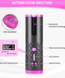 Automatische Krultang - Inclusief Gratis Borstel, 2 Haarclipjes, Kam En Reisetui - Draadloze Haarkruller- Rock&Rose -NIVEA Shop 550x543 4