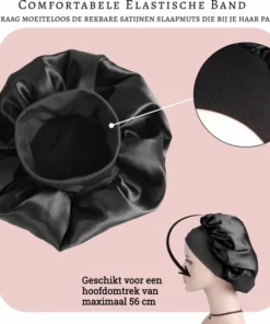 Beyeza Satijnen Slaapmuts Voor Volwassenen - Hair Bonnet Satijn - Elastisch - Haarnetjes - Slaapmuts Satijn – Satin Bonnet – Zwart 2 STUKS -NIVEA Shop 550x544 13