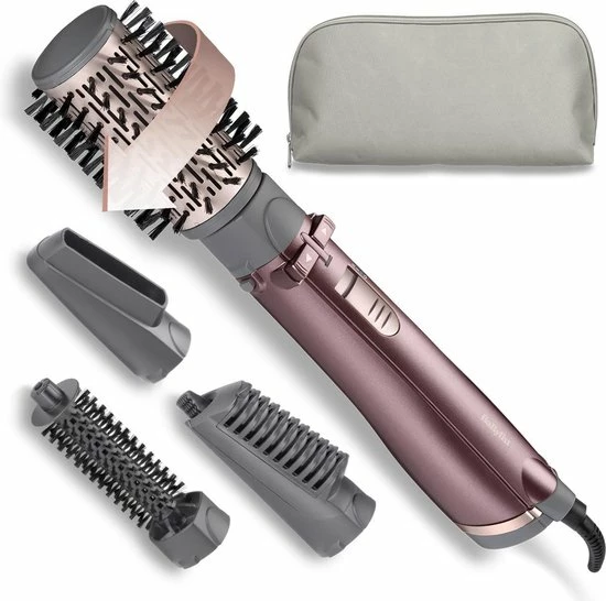 BaByliss Beliss Big Hair 1000W Föhnborstel AS960E - Roterend Met 4 Opzetstukken - 2 Draairichtingen 1 BaByliss Beliss Big Hair 1000W Föhnborstel AS960E - Roterend Met 4 Opzetstukken - 2 Draairichtingen