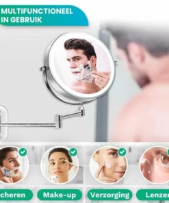 Personal Care Make Up Spiegel Met Led Verlichting - 10X Vergroting - Wandspiegel Rond - Scheerspiegel Wandmodel - Badkamer - Douche - Chroom -NIVEA Shop 550x550 1004