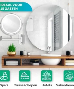 Personal Care Make Up Spiegel Met Led Verlichting - 10X Vergroting - Wandspiegel Rond - Scheerspiegel Wandmodel - Badkamer - Douche - Chroom -NIVEA Shop 550x550 1005