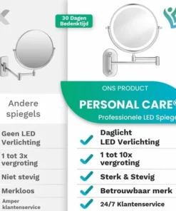 Personal Care Make Up Spiegel Met Led Verlichting - 10X Vergroting - Wandspiegel Rond - Scheerspiegel Wandmodel - Badkamer - Douche - Chroom -NIVEA Shop 550x550 1006