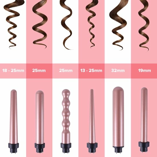 Purelab 6-in-1 Keramische Krultang - Haarkruller Met Opzetstukken - Incl. Handschoen En Haarclips - Curling Iron - 120-220°C 8 Purelab 6-in-1 Keramische Krultang - Haarkruller Met Opzetstukken - Incl. Handschoen En Haarclips - Curling Iron - 120-220°C - Afbeelding 8