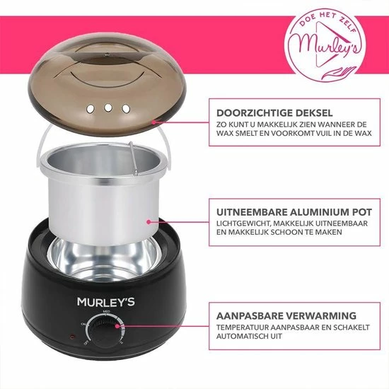 MURLEY'S Wax Apparaat Ontharen Set 500 Gram Waxbonen, Pre En Afterspray (2x 60ml) En 30 Houten Spatels Voor Lichaam En Gezicht 4 MURLEY'S Wax Apparaat Ontharen Set 500 Gram Waxbonen, Pre En Afterspray (2x 60ml) En 30 Houten Spatels Voor Lichaam En Gezicht - Afbeelding 4