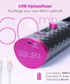 LifeGoods Krultang - Automatisch - LCD Display - 2 Tot 3 Cm - Incl. Draagtas - Roze/Grijs -NIVEA Shop 550x550 1105