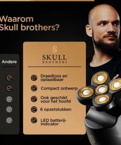 Skull Brothers® Scheerapparaat Voor Mannen - Grooming Kit 6 In 1 - Haar En Baard Trimmer - Waterbestendig -NIVEA Shop 550x550 1306