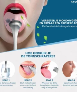 RX Goods RVS Tongschraper Voor Mondverzorging – 4 Stuks – Tongreiniger, Tongborstel & Tong Schraper – Duurzaam & Herbruikbaar -NIVEA Shop 550x550 1365