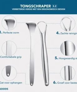 RX Goods RVS Tongschraper Voor Mondverzorging – 4 Stuks – Tongreiniger, Tongborstel & Tong Schraper – Duurzaam & Herbruikbaar -NIVEA Shop 550x550 1367