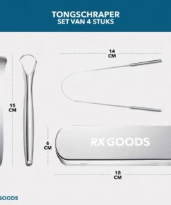 RX Goods RVS Tongschraper Voor Mondverzorging – 4 Stuks – Tongreiniger, Tongborstel & Tong Schraper – Duurzaam & Herbruikbaar -NIVEA Shop 550x550 1369