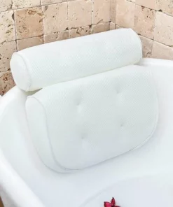 LOUZIR Luxe Home Spa Badkussen Met Zuignappen – Voor In Bad Of De Jacuzzi - Nekkussen Bad Anti Slip – Ideaal Cadeau - Hoofdsteun Kussen Met Antislip – Ideale Ontspanning Voor Hoofd En Nek