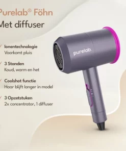 Purelab Föhn Met Diffuser - Ionische Haardroger - 3 Standen - Zwart -NIVEA Shop 550x550 155