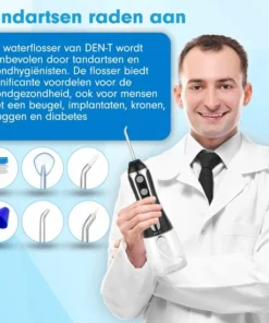 DEN-T® Waterflosser PRO V500 - 300ML - 5 Standen - 10 Opzetstukjes - Monddouche - Flosapparaat - Zwart - -NIVEA Shop 550x550 1583