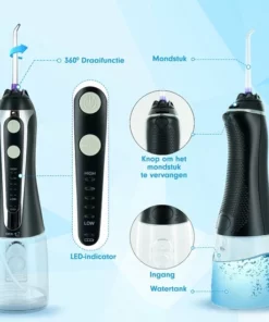 DEN-T® Waterflosser PRO V500 - 300ML - 5 Standen - 10 Opzetstukjes - Monddouche - Flosapparaat - Zwart - -NIVEA Shop 550x550 1585