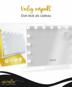 Novalie Hollywood Spiegel Met Verlichting - 65 Cm X 50 Cm - Make Up Spiegel Met Led Lampen – Visagie – Dimbaar / 3 Lichtstanden – Voor Hem / Haar Cadeau – 10x Vergroting – Met Tru-Daylight Verlichting – Wit -NIVEA Shop 550x550 1682