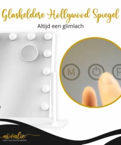 Novalie Hollywood Spiegel Met Verlichting - 65 Cm X 50 Cm - Make Up Spiegel Met Led Lampen – Visagie – Dimbaar / 3 Lichtstanden – Voor Hem / Haar Cadeau – 10x Vergroting – Met Tru-Daylight Verlichting – Wit -NIVEA Shop 550x550 1685