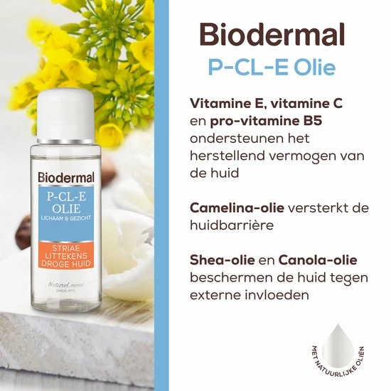 Biodermal P-CL-E Olie - Huidolie - Huidverzorging Voor Striae, Littekens En Droge Huid - Huidolie 75 Ml 8 Biodermal P-CL-E Olie - Huidolie - Huidverzorging Voor Striae, Littekens En Droge Huid - Huidolie 75 Ml - Afbeelding 8
