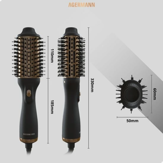 AGERMANN 4-in-1 Föhnborstel - Keramische Magic Brush - Lang/Kort/Stijl/Krullen - 1200W - Goud 11 AGERMANN 4-in-1 Föhnborstel - Keramische Magic Brush - Lang/Kort/Stijl/Krullen - 1200W - Goud - Afbeelding 11