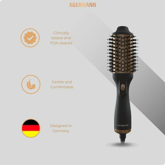 AGERMANN 4-in-1 Föhnborstel - Keramische Magic Brush - Lang/Kort/Stijl/Krullen - 1200W - Goud 13 AGERMANN 4-in-1 Föhnborstel - Keramische Magic Brush - Lang/Kort/Stijl/Krullen - 1200W - Goud - Afbeelding 13