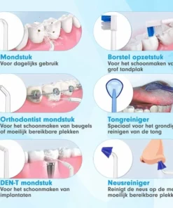 DEN-T® Waterflosser PRO V500 - 300ML - 5 Standen - 10 Opzetstukjes - Monddouche - Flosapparaat - Wit - -NIVEA Shop 550x550 968