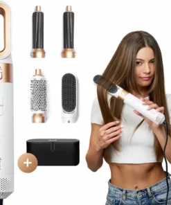 Dryze Airwrap Crème White/gold Edition - Inclusief Leren Opbergcase - Krultang - Föhn - Föhnborstel En Stijltang In 1