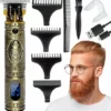 Merkloos Buddha Tondeuse Mannen - 2022 Nieuwste Model - Draadloze Haartrimmer - Geschikt Voor Hoofdhaar/Baardhaar - Trimmer Draadloos - Haarclipper - Scheerapparaat - Goud - Inclusief Oplaadblok En 4 Opzetstukjes