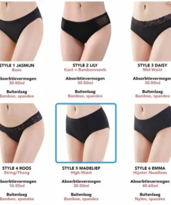 Bamboozy Menstruatie Ondergoed 4-laags Hoge Taille High Waist Corrigerend Maat M 38-40 Zwart Period Underwear Duurzaam Menstrueren Incontinentie Zero Waste Madelief -NIVEA Shop 550x566 14
