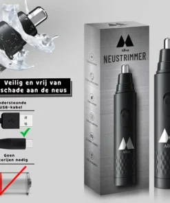 Allsa Neushaartrimmer - Neustrimmer Mannen - Oortrimmer - USB Oplaadbaar - Ruis Onderdrukking 40db - Krachtige Motor - Verzwaard - Zwart