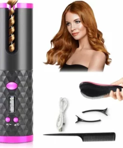 Automatische Krultang - Inclusief Gratis Borstel, 2 Haarclipjes, Kam En Reisetui - Draadloze Haarkruller- Rock&Rose