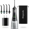 LifeGoods Waterflosser - Elektrisch - 3 Standen - 4 Opzetstukjes - 300 Ml Tank - Zwart