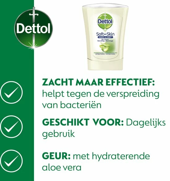 Dettol Handzeep No Touch Navulling - Antibacterieel - Aloe Vera - 250 Ml X5 3 Dettol Handzeep No Touch Navulling - Antibacterieel - Aloe Vera - 250 Ml X5 - Afbeelding 3