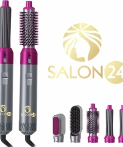 Salon 24 Airwrap | Nieuwe Versie V2 September Editie | Multistyler | 5 IN 1 SET | Hetelucht Föhn | Airstyler | Föhnborstel | Hetelucht Borstel | Krulborstel | Styling | Hairstyler |