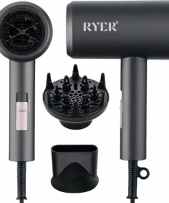 RYER Föhn Met Diffuser - 3 Standen - Ionic Hair Dryer - Opzetstukken Krullen