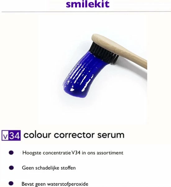 Smilekit V34 Colour Corrector Serum - Witte Tanden - Paarse Tandpasta - Teeth Whitening - Hismile 2 Smilekit V34 Colour Corrector Serum - Witte Tanden - Paarse Tandpasta - Teeth Whitening - Hismile - Afbeelding 2