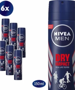 NIVEA MEN Dry Impact Deodorant Spray - 6 X 150 Ml - Voordeelverpakking