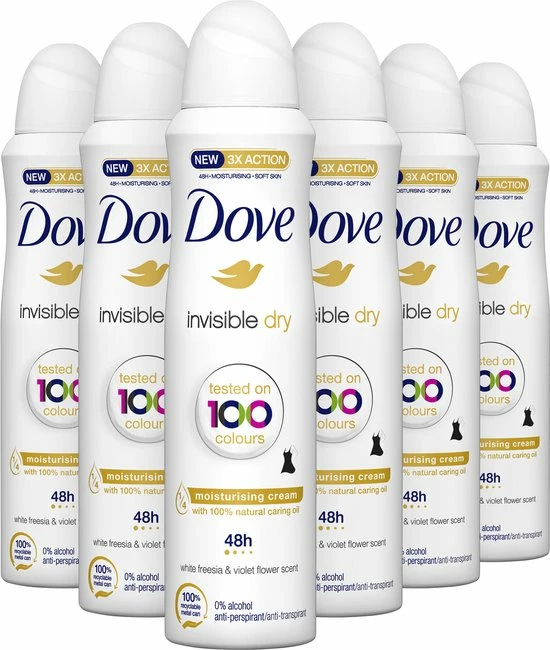 Dove Invisible Dry Anti-transpirant Deodorant - 6 X 150 Ml - Voordeelverpakking 1 Dove Invisible Dry Anti-transpirant Deodorant - 6 X 150 Ml - Voordeelverpakking