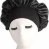 TopHeadz Slaapmuts - Bonnet Satijn - XL - Slaapmuts Satijn - Hoofddeksel - Elastisch - Zwart- Breede Band - Haar Verzorging